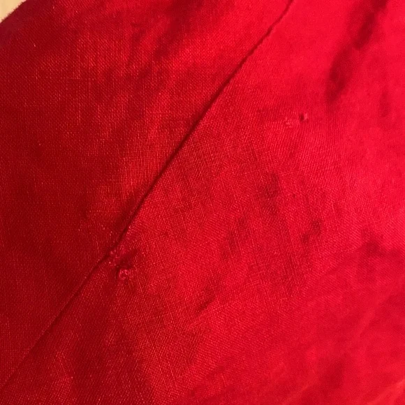 Spiegel 100% Linen (Flax) Cranberry Red long zippered tailored dress flaws pic 3 - Picture 3 of 15